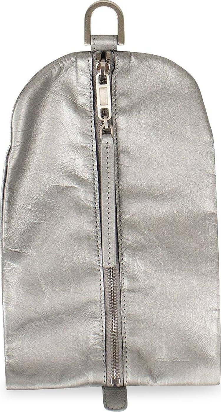 Rick Owens Leather Small Bladder Wallet 'Aluminum'