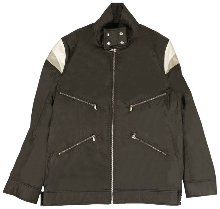 Rick Owens Loose Fit Paneled Biker Jacket Grey