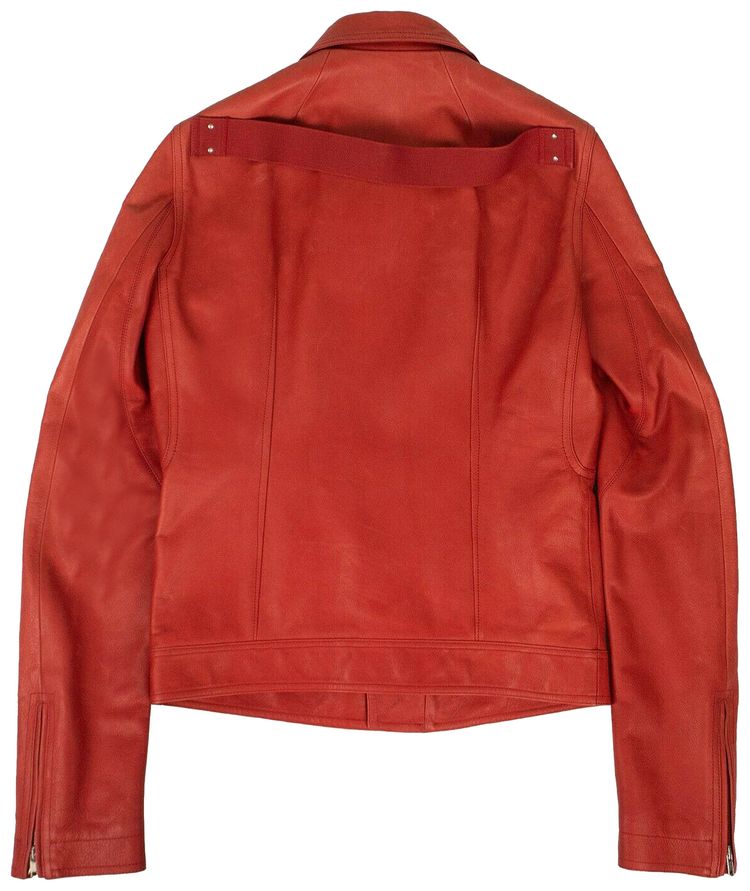 Rick Owens Leather Stooges Biker Jacket Cardinal