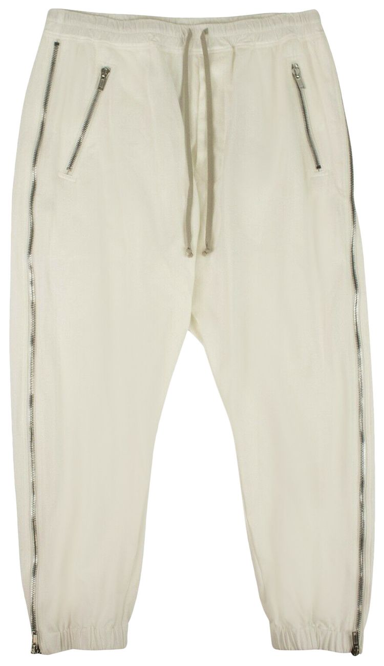 Rick Owens Side Zipper Track Pants White