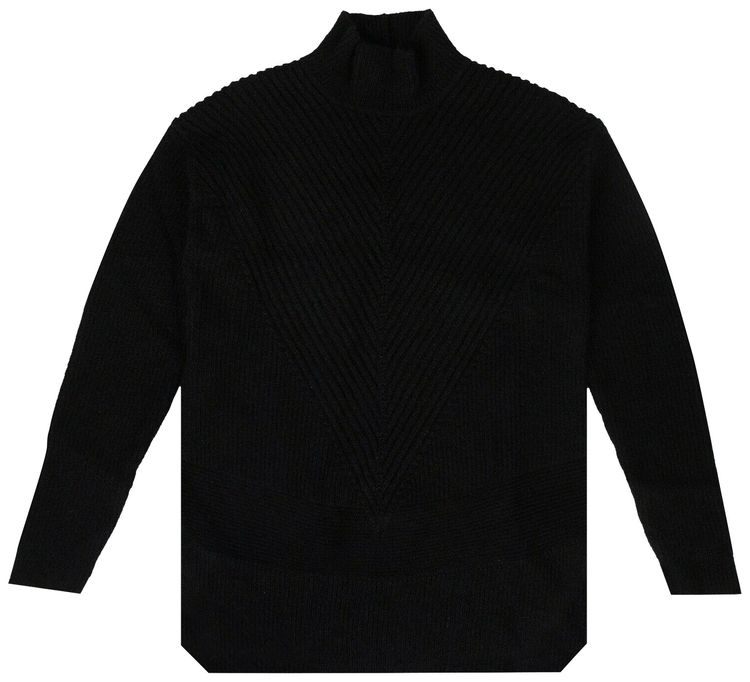 Rick Owens Wool Knit Fisherman Turtleneck Sweater Black