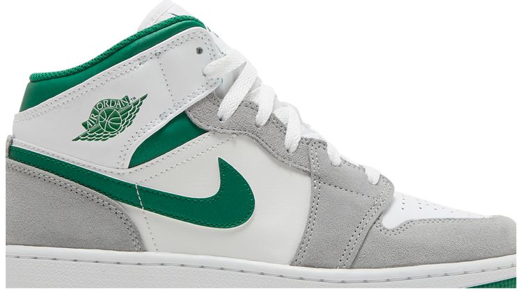 Air Jordan 1 Mid SE GS Grey Pine Green
