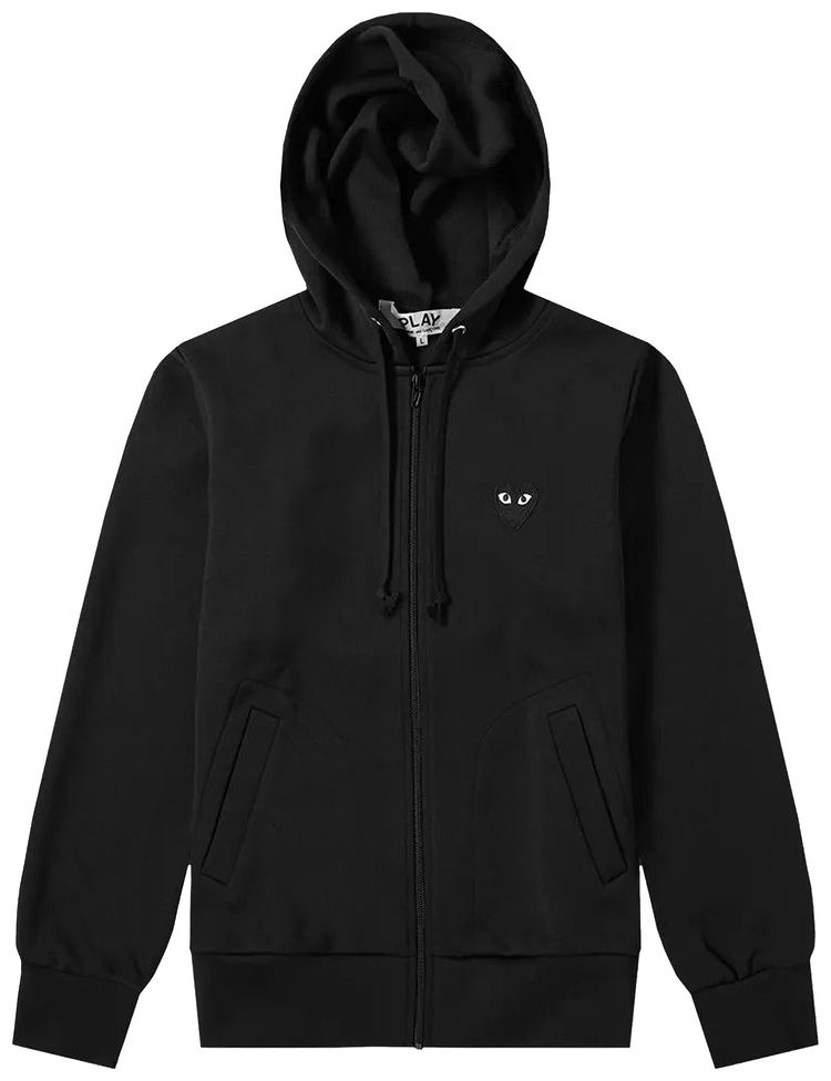 Comme des Garcons PLAY Big Heart Logo Zip Up Hoodie Black