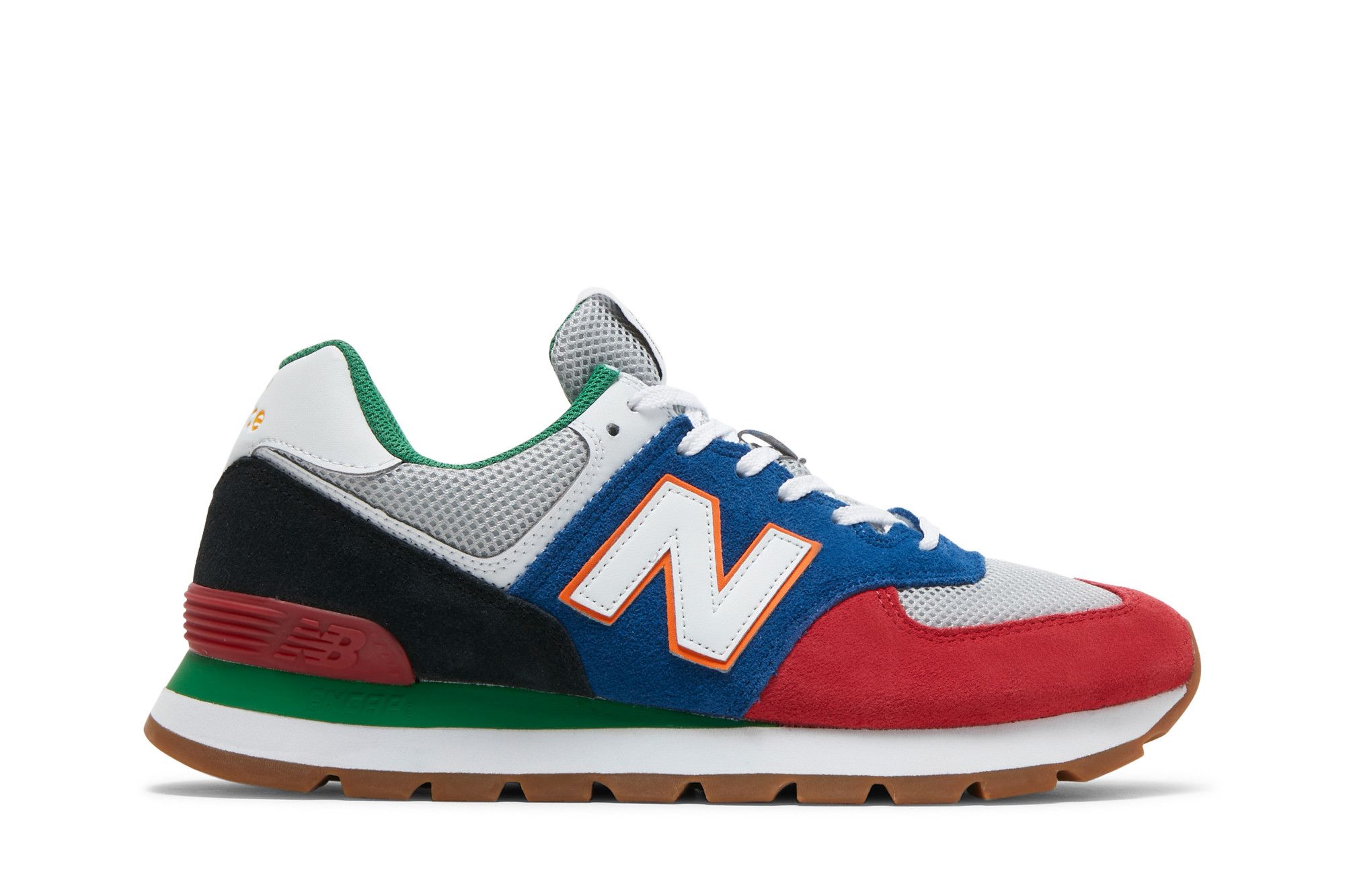new balance 574 rugged grey navy white red