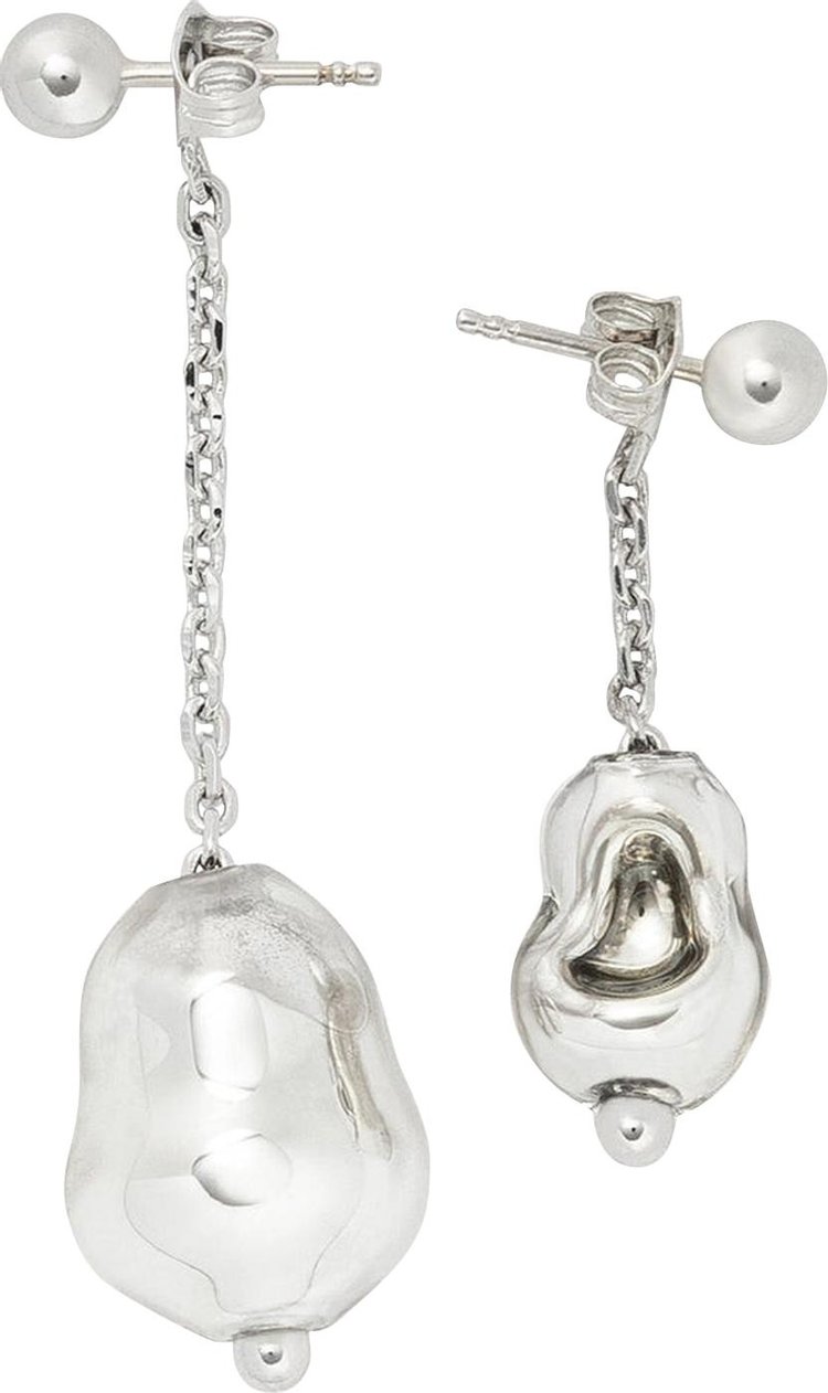 Lemaire Pearl Asymmetrical Earrings 'Silver'