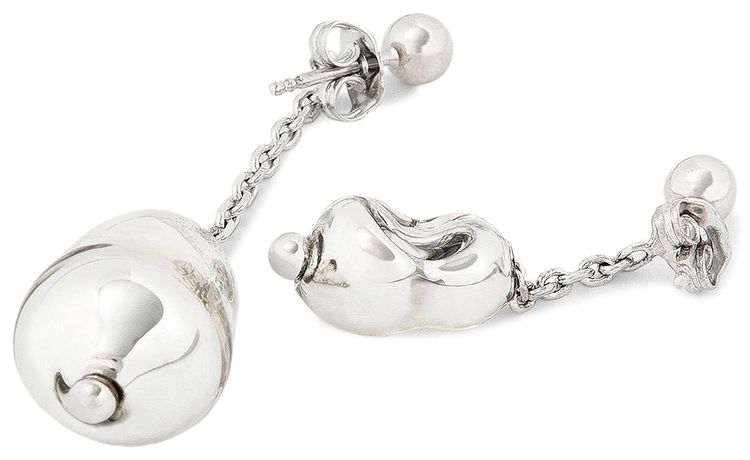 Lemaire Pearl Asymmetrical Earrings Silver