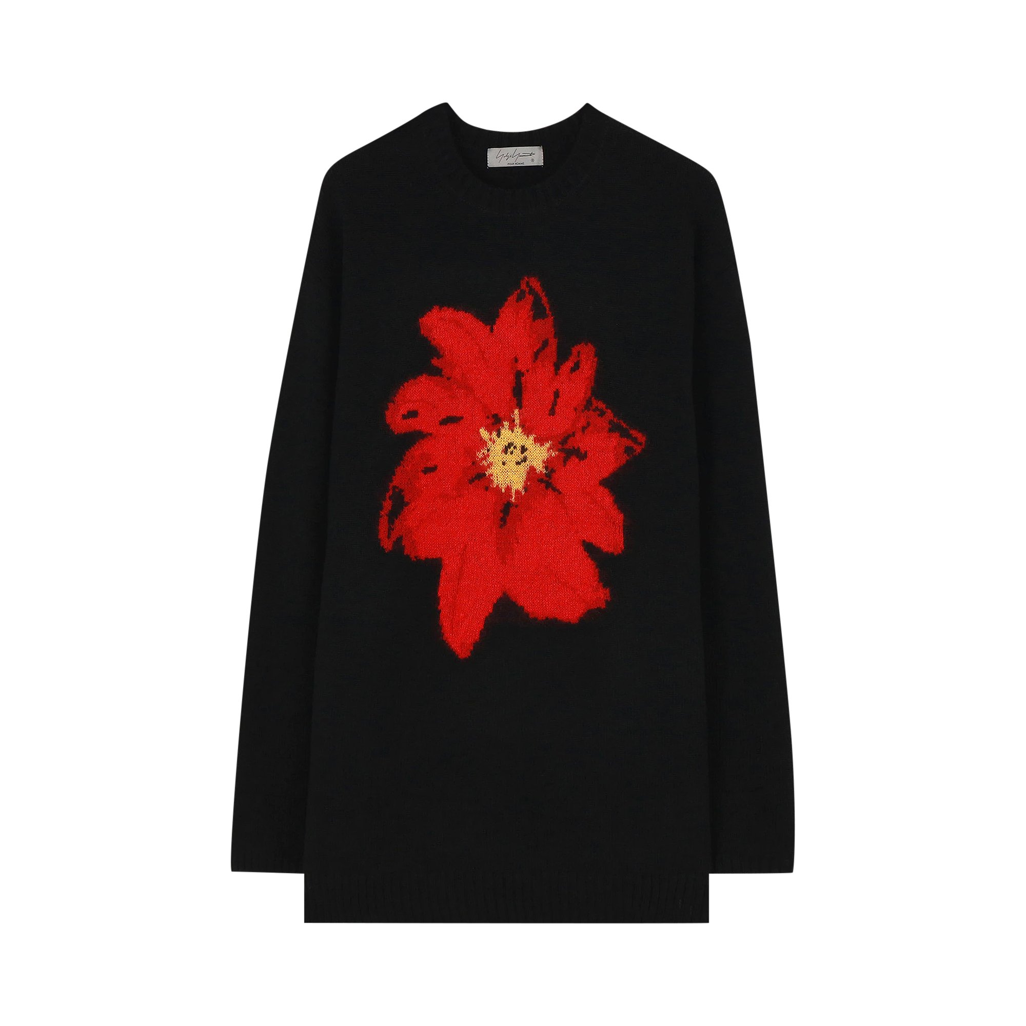 Buy Yohji Yamamoto Pour Homme Floral Round Neck Long-Sleeve 'Red 