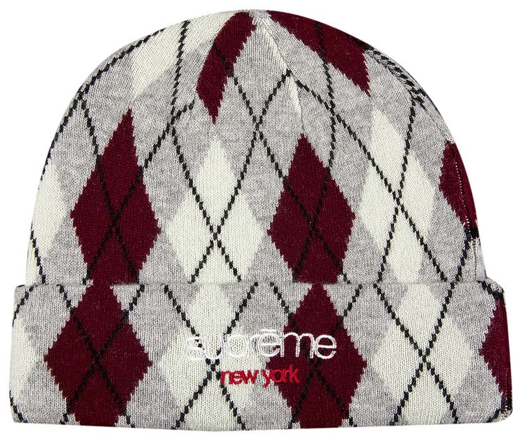 Supreme Argyle Cashmere Beanie Grey
