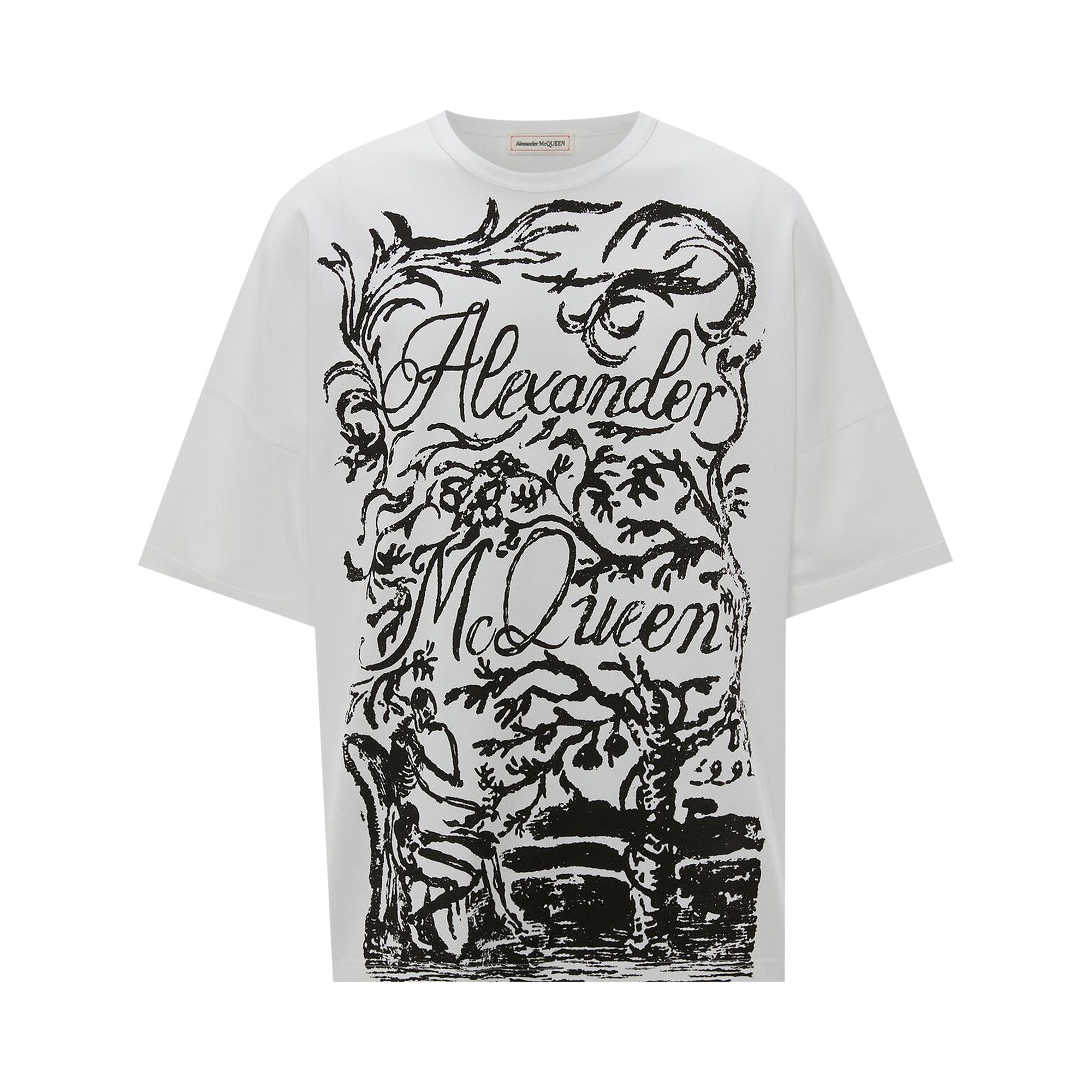Buy Alexander McQueen Skeleton Print T-Shirt 'White/Black