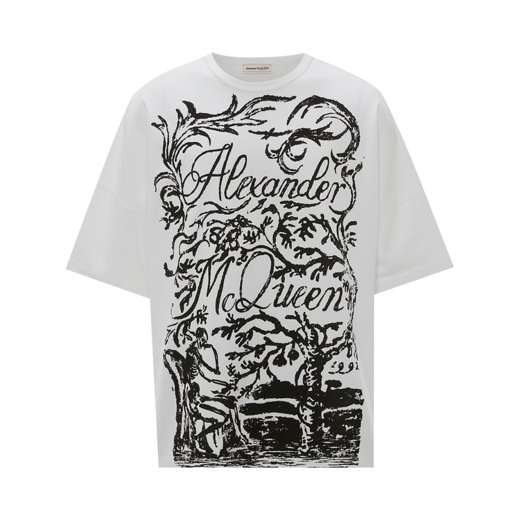 Alexander McQueen Skeleton Print T-Shirt 'White/Black'