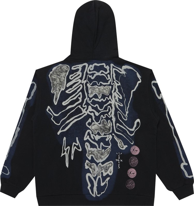 Cactus Jack by Travis Scott For Fragment Skeleton Graffiti Full Zip Hoodie Black