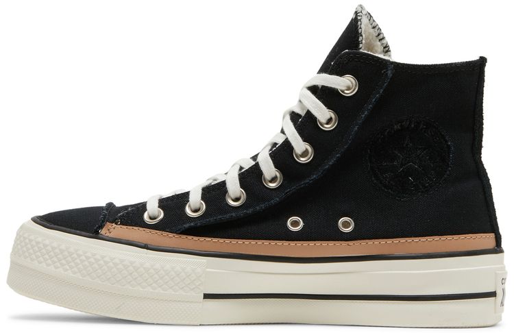Converse Wmns Chuck Taylor All Star Raw Edge Platform High Black Champagne Tan