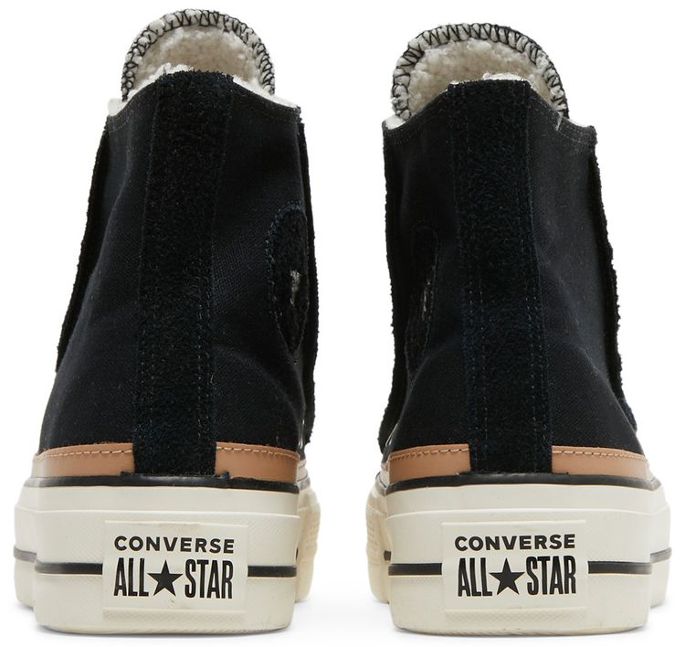 Converse Wmns Chuck Taylor All Star Raw Edge Platform High Black Champagne Tan