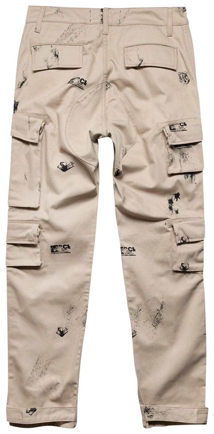 Reese Cooper Stamp Print Cotton Canvas Cargo Trouser Khaki