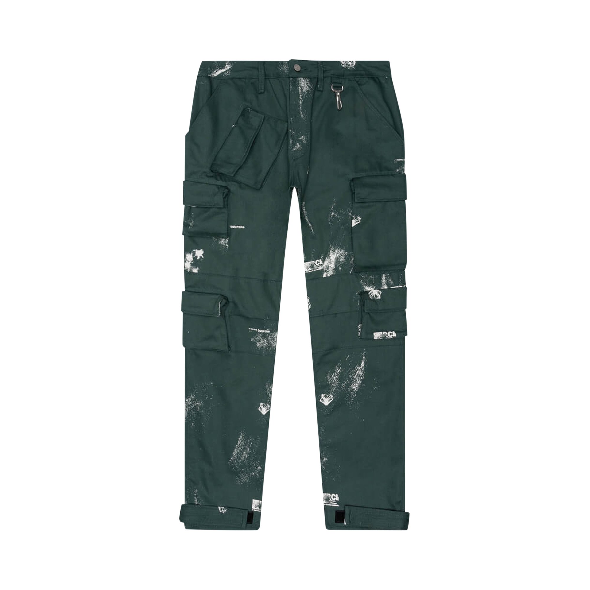 Buy Reese Cooper Stamp Print Cotton Canvas Cargo Trouser 'Green