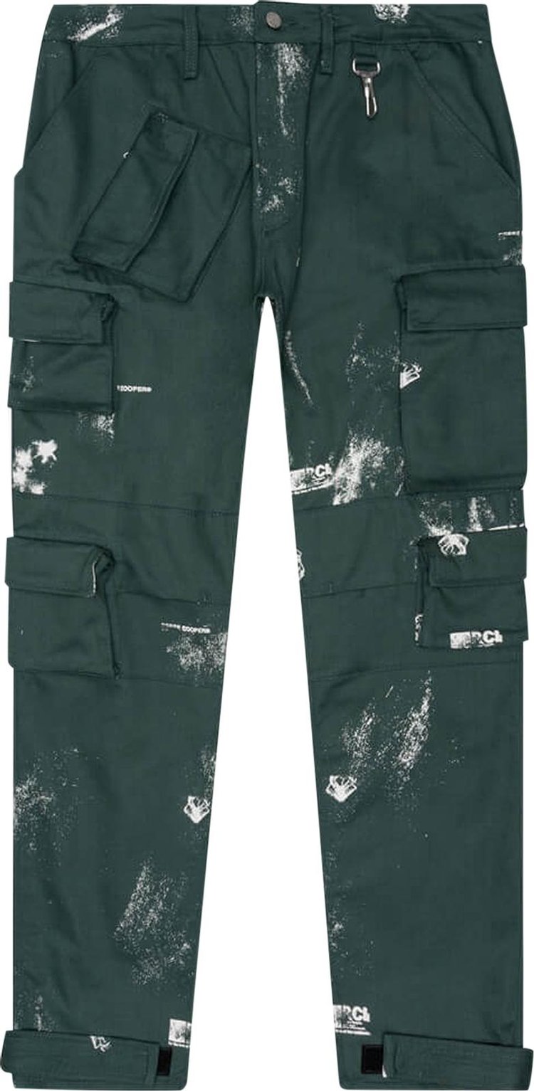 Reese Cooper Stamp Print Cotton Canvas Cargo Trouser 'Green'