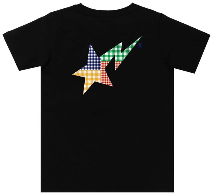 BAPE Gingham Check Sta Logo Tee Black