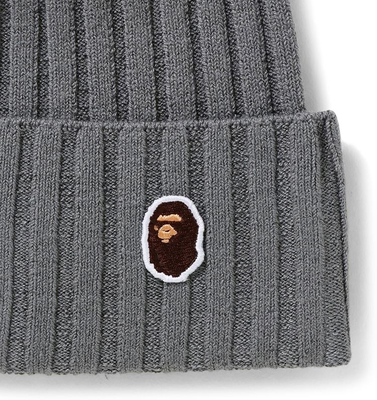 BAPE Ape Head One Point Knit Cap Grey