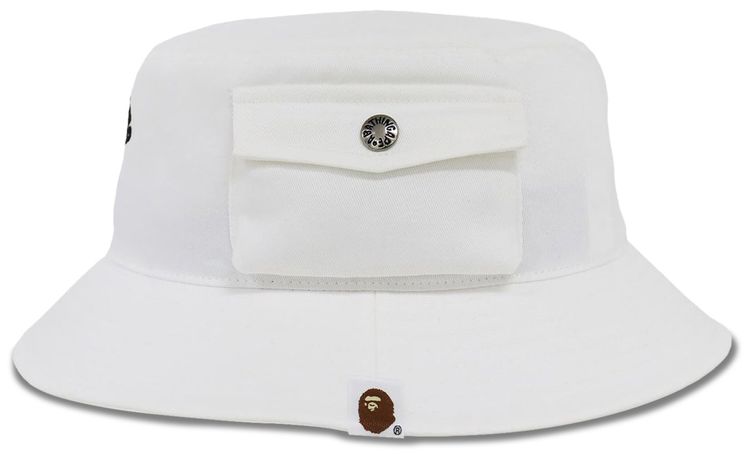BAPE College Pocket Bucket Hat White