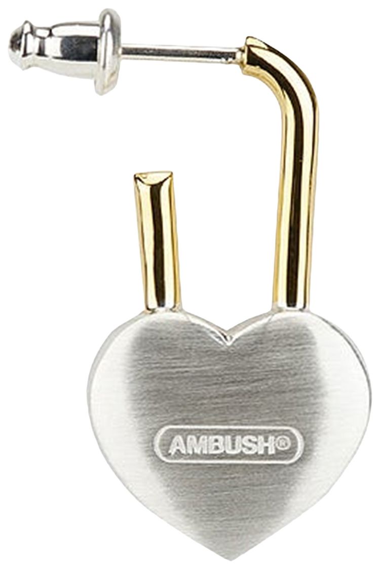 Ambush Small Heart Padlock Earring Silver