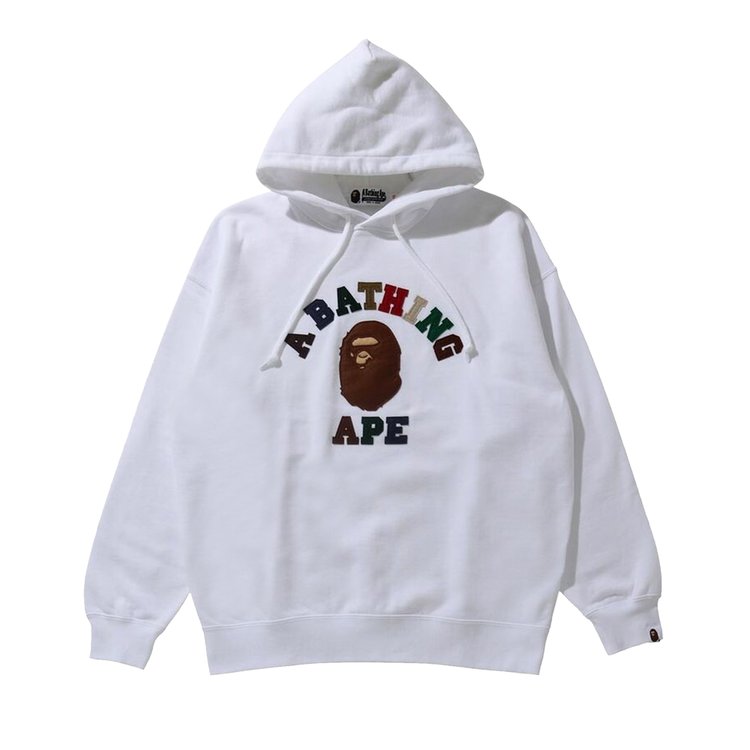 BAPE College Applique Oversized Pullover Hoodie 'White'