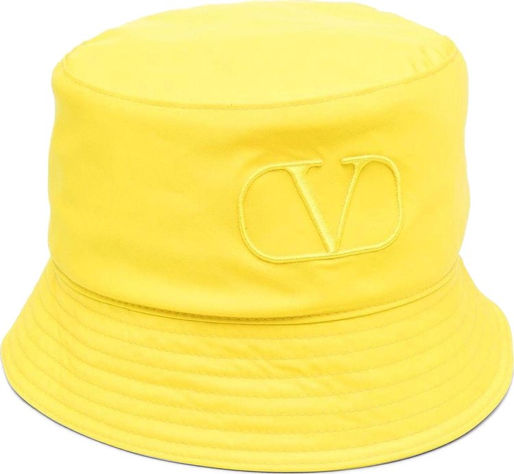 Valentino Embroidered V Logo Bucket Hat Yellow