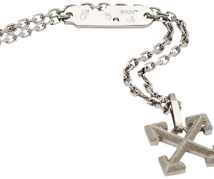 Off White Industrial Texture Arrow Neck Silver