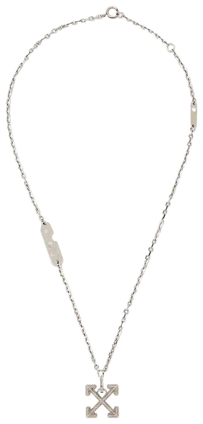Off White Industrial Texture Arrow Neck Silver