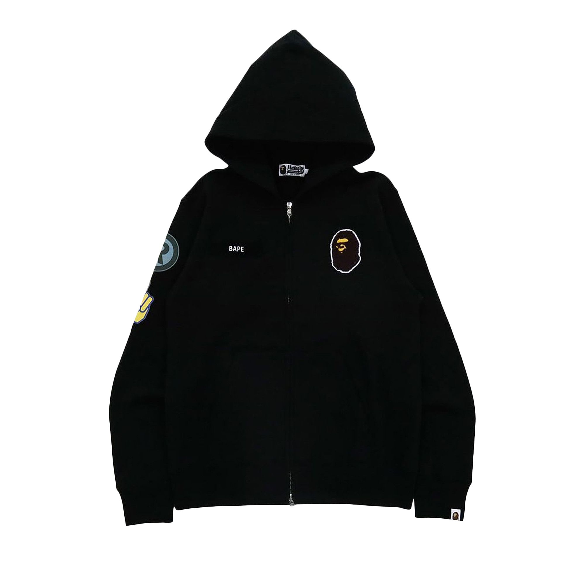 Size m BAPE Military Patch Heavy Weight Zip Hoodie Black