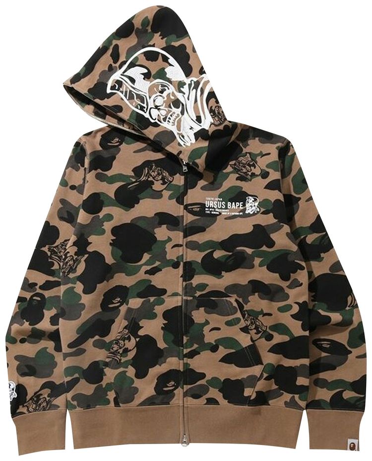 BAPE Ursus Camo Full Zip Hoodie Olive