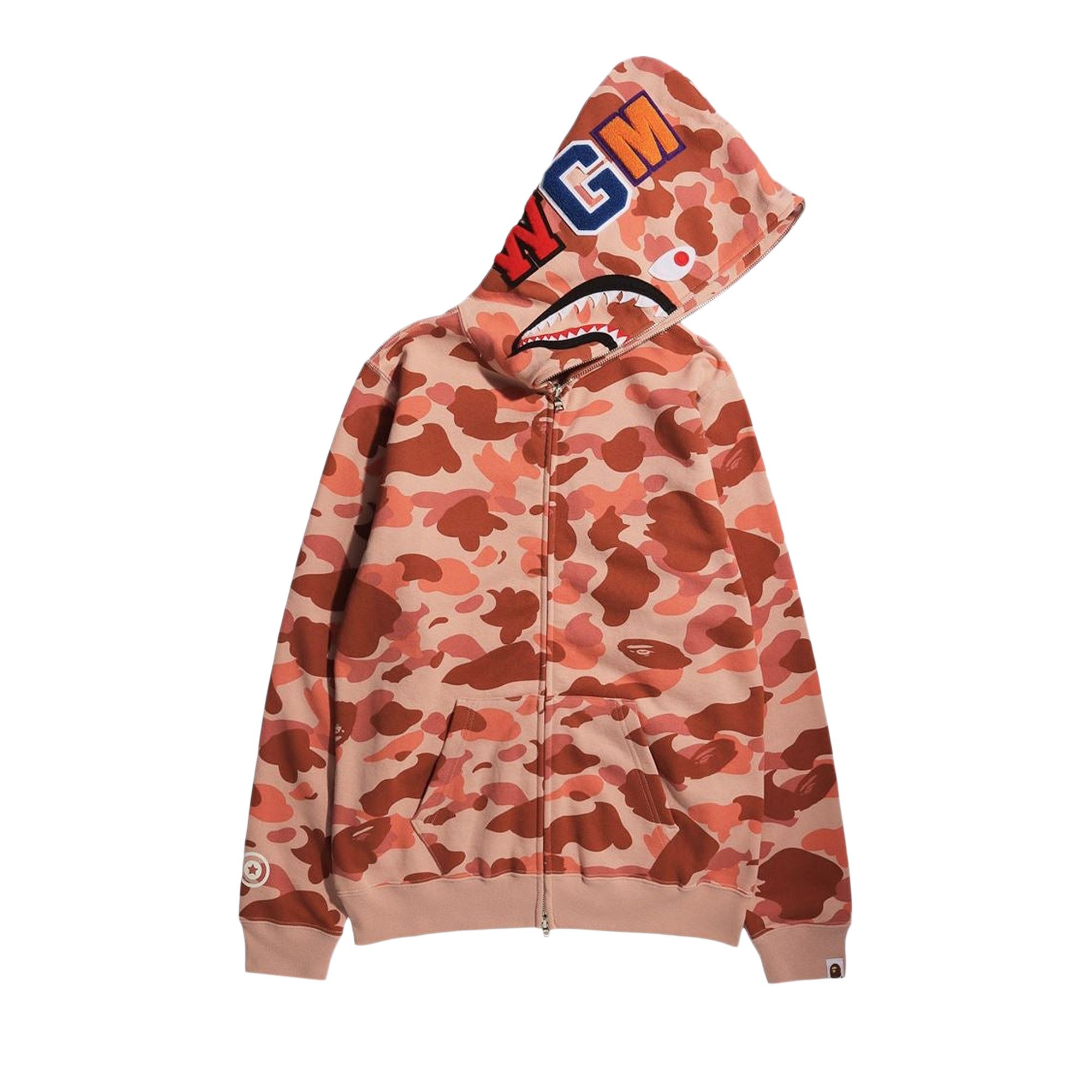 Pink bape outlet shark hoodie