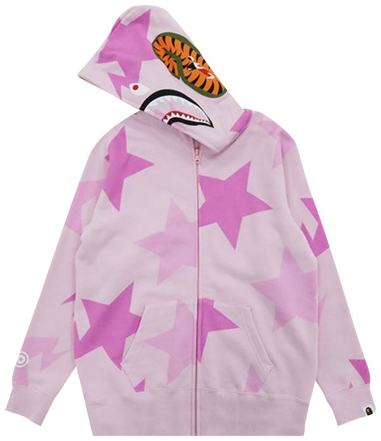 BAPE Sta Pattern Shark Full Zip Hoodie Pink
