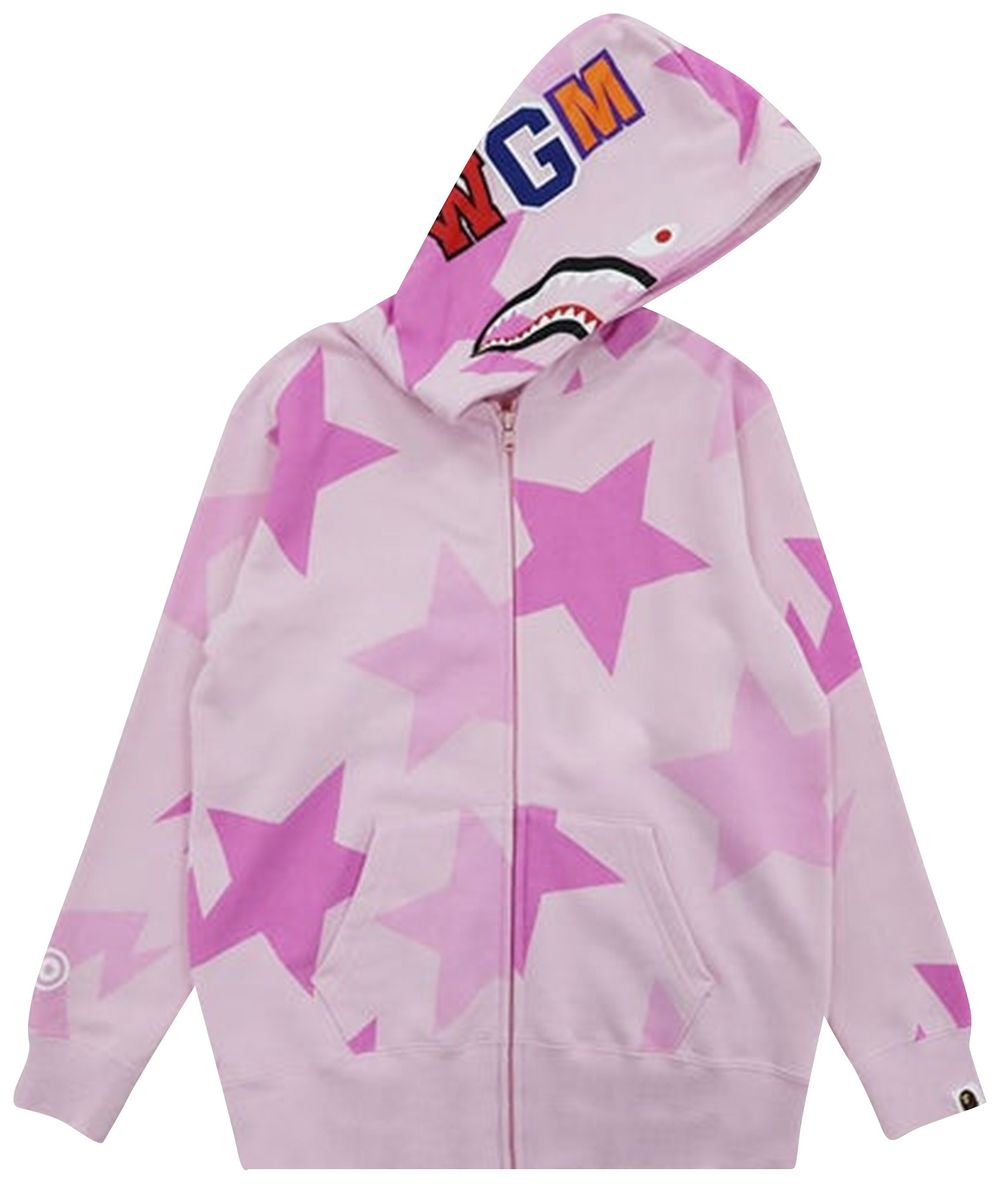 Buy BAPE Sta Pattern Shark Full Zip Hoodie 'Pink' 1H80 215 504 PINK