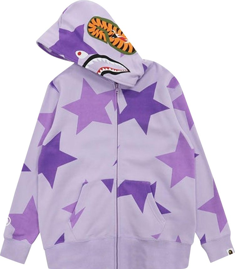 BAPE Sta Pattern Shark Full Zip Hoodie Purple