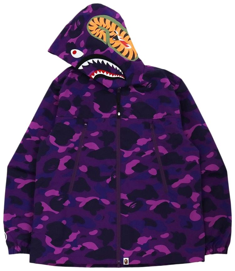 BAPE Color Camo Shark Hoodie Jacket Purple