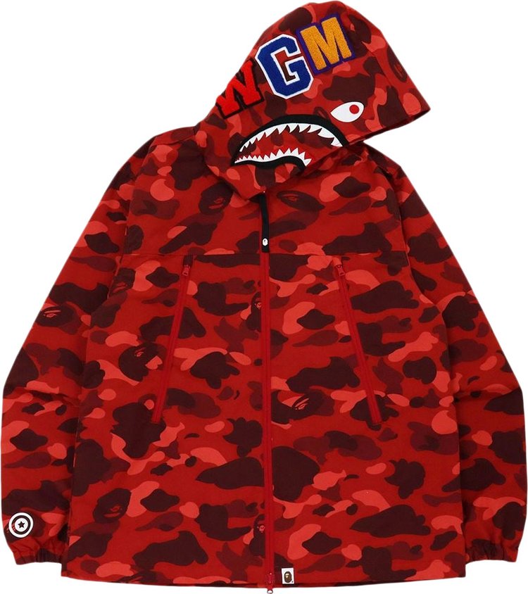 BAPE Color Camo Shark Hoodie Jacket 'Red'
