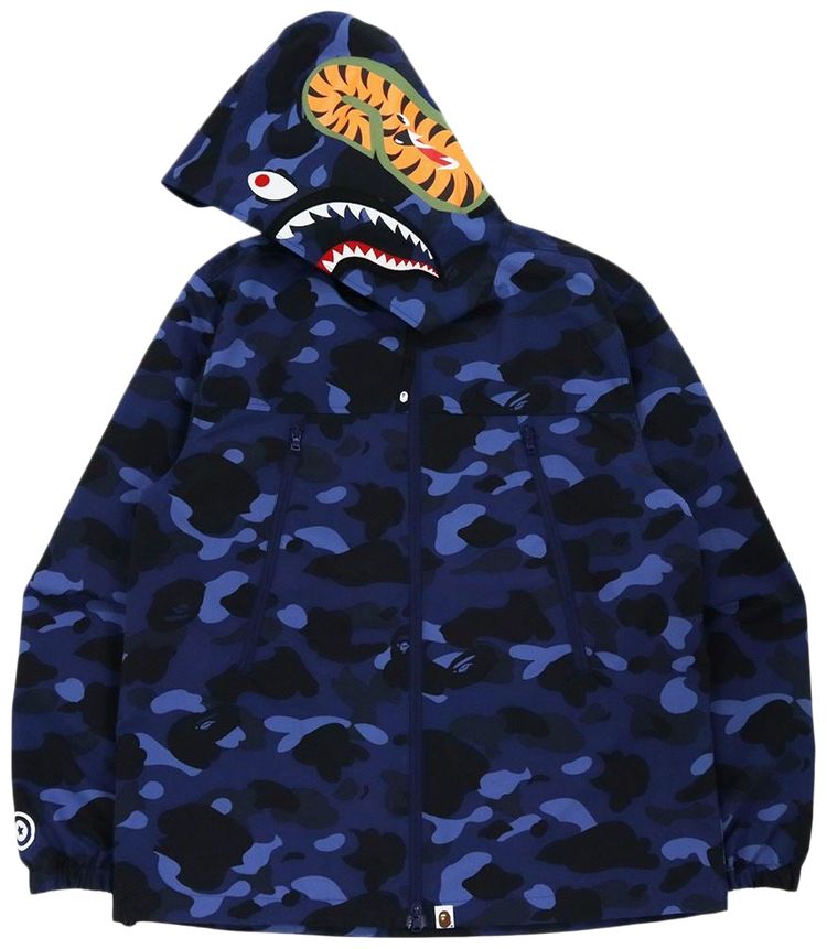 BAPE Color Camo Shark Hoodie Jacket Navy