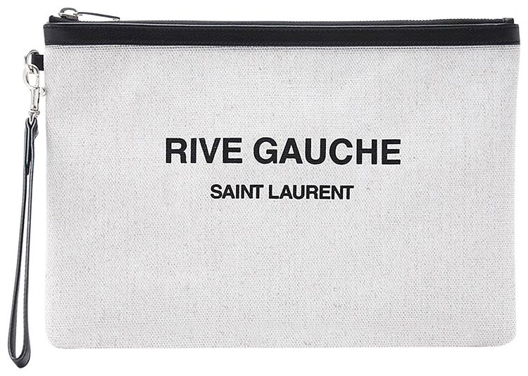 Saint Laurent Rive Gauche Zippered Pouch Cream
