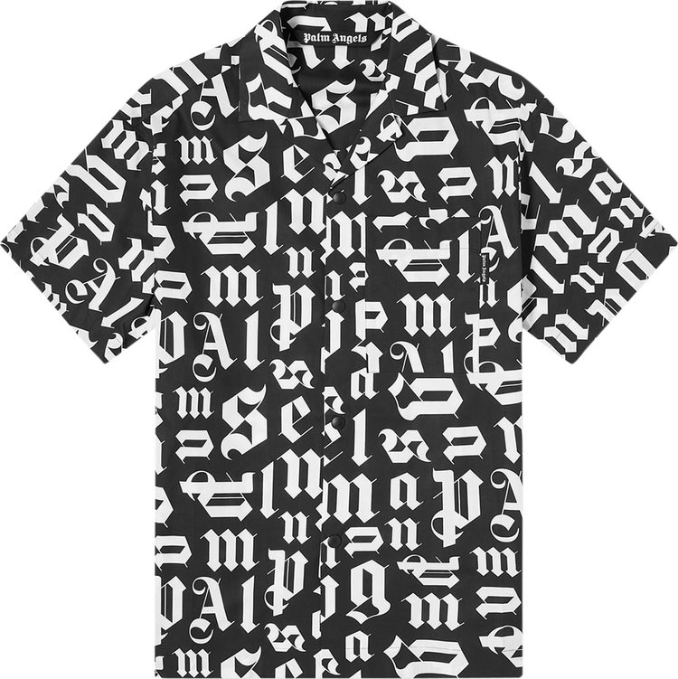 Buy Palm Angels Broken Monogram Bowling Shirt 'Black/White' -  PMGA037R21FAB0021001