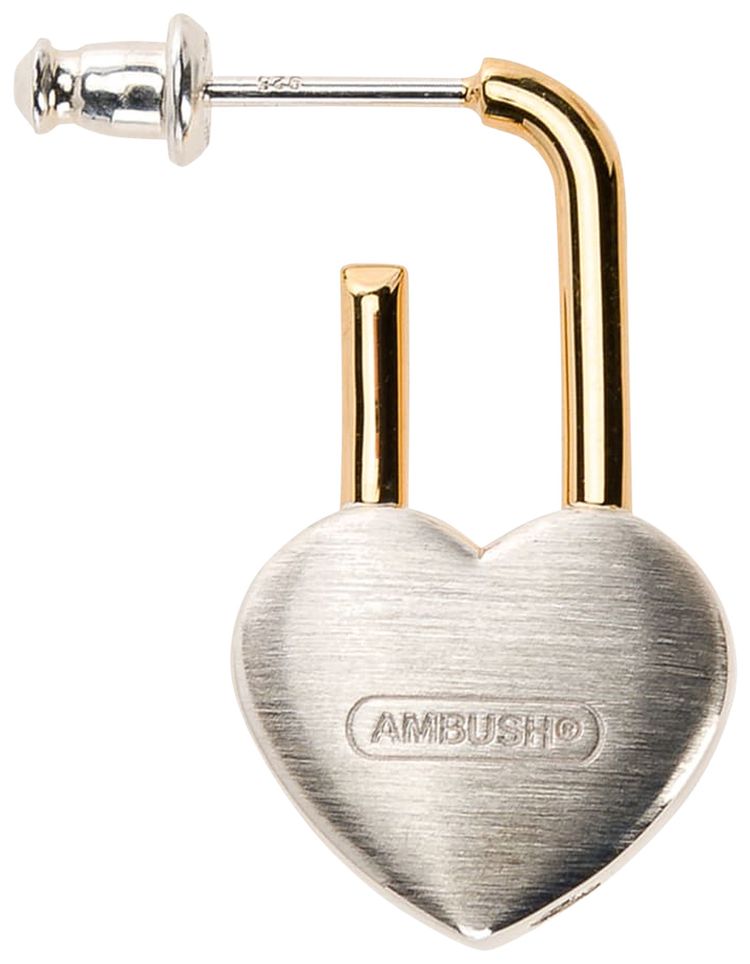 Ambush Heart Padlock Earring Silver