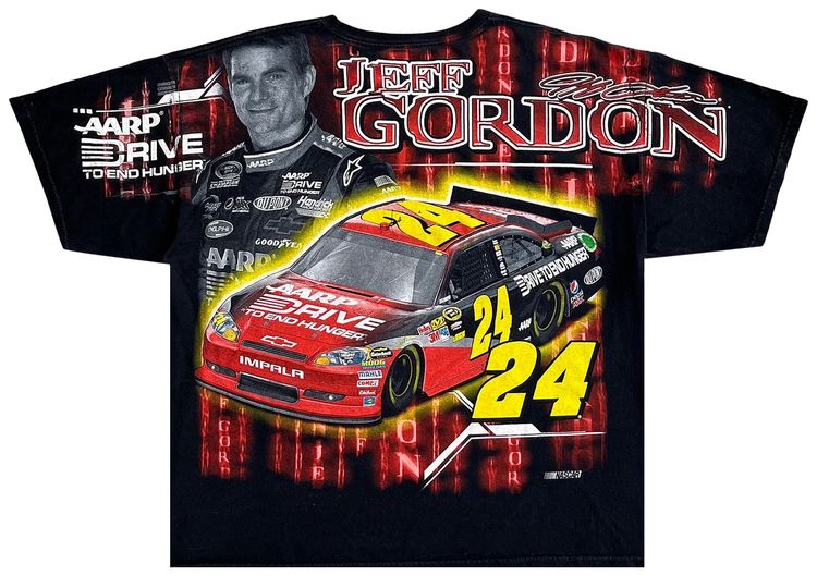 Vintage Jeff Gordon All Over NASCAR Racing Tee Black