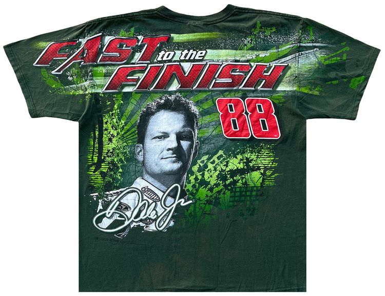 Vintage Dale Earnhardt Jr All Over Racing Tee Green