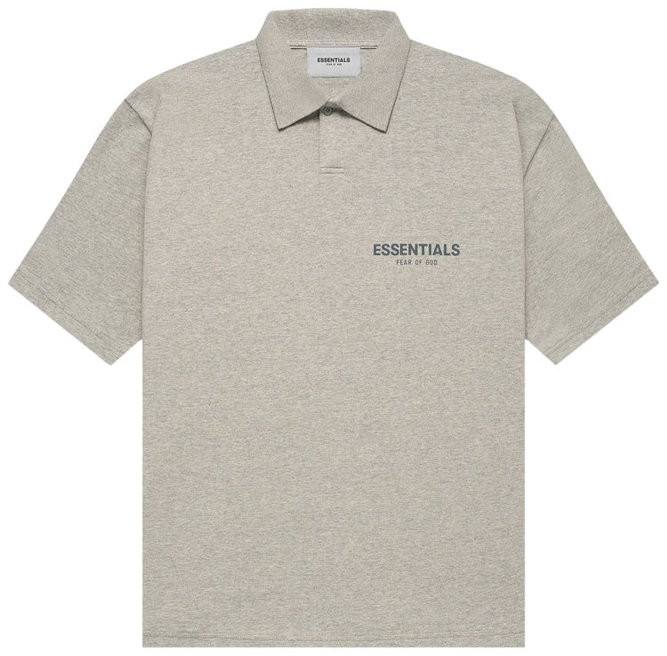Fear of God Essentials Short Sleeve Polo Dark Heather Oatmeal