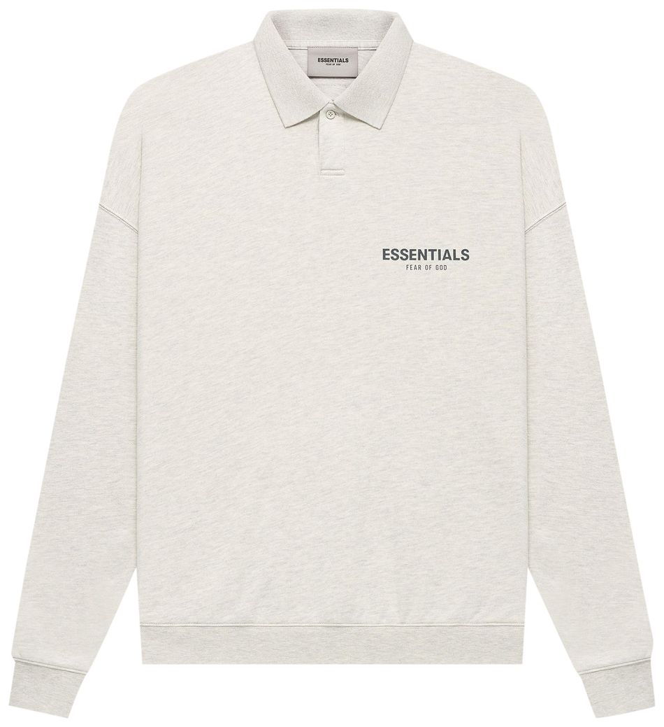 Buy Fear of God Essentials LongSleeve Polo 'Light Heather Oatmeal