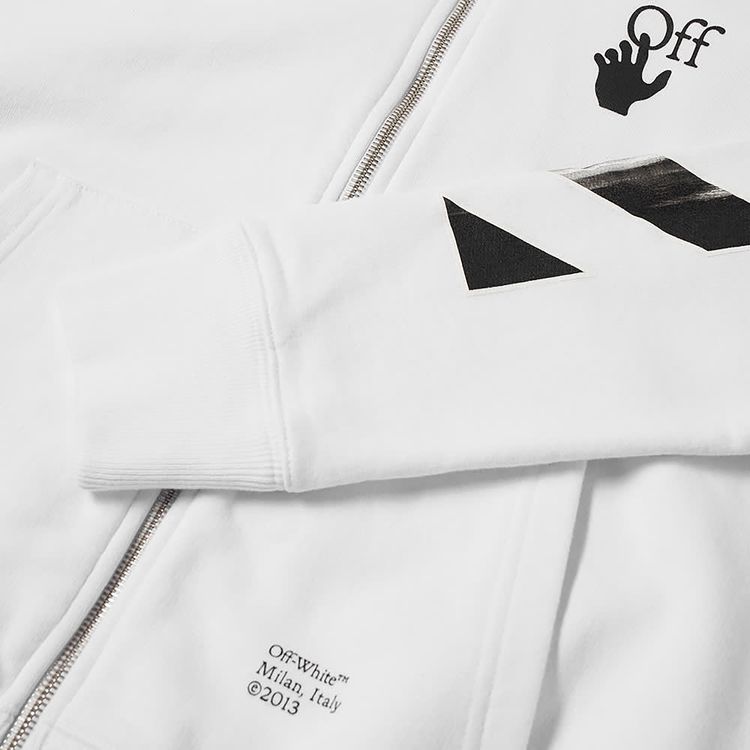 Off White Carav Arrow Slim Zip Hoodie WhiteBlack