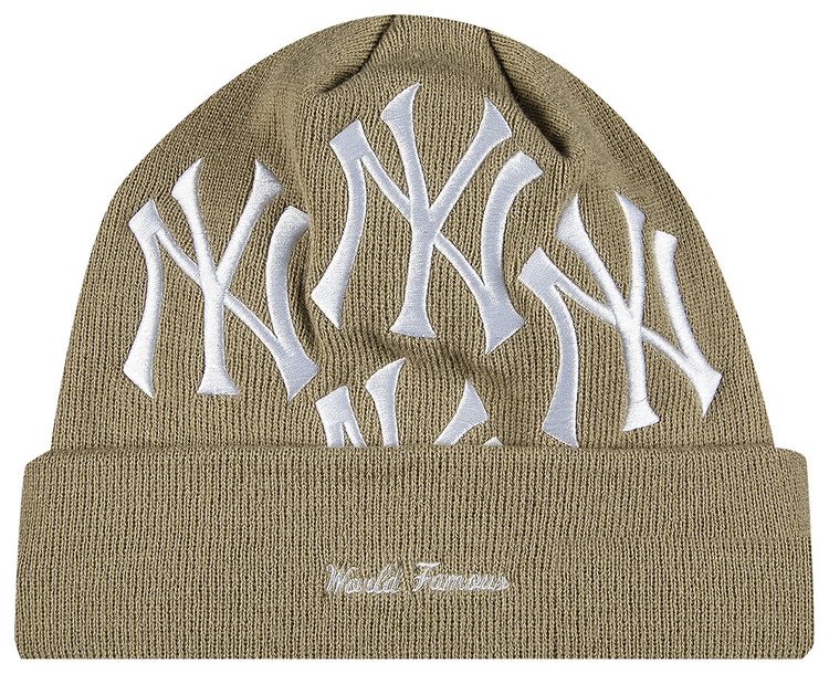 Supreme x New York Yankees x New Era Box Logo Beanie Tan