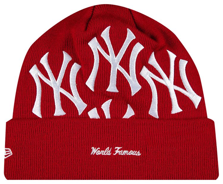 Supreme x New York Yankees x New Era Box Logo Beanie Red