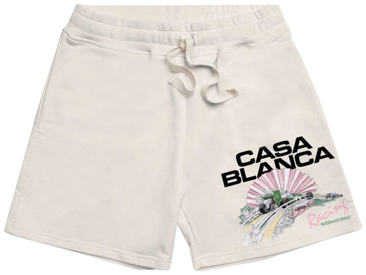 Casablanca Racing Shell Embroidered Sweatshort Off White