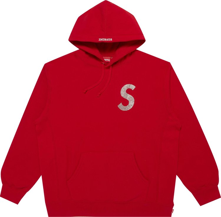 Supreme x Swarovski S Logo Hooded Sweatshirt 'Red'