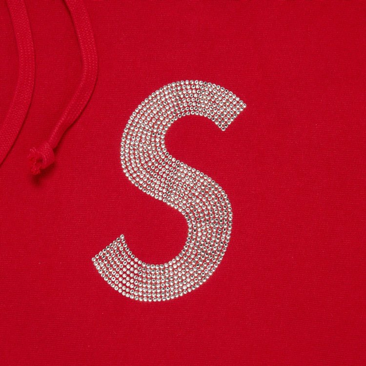 Supreme x Swarovski S Logo Hooded Sweatshirt Red